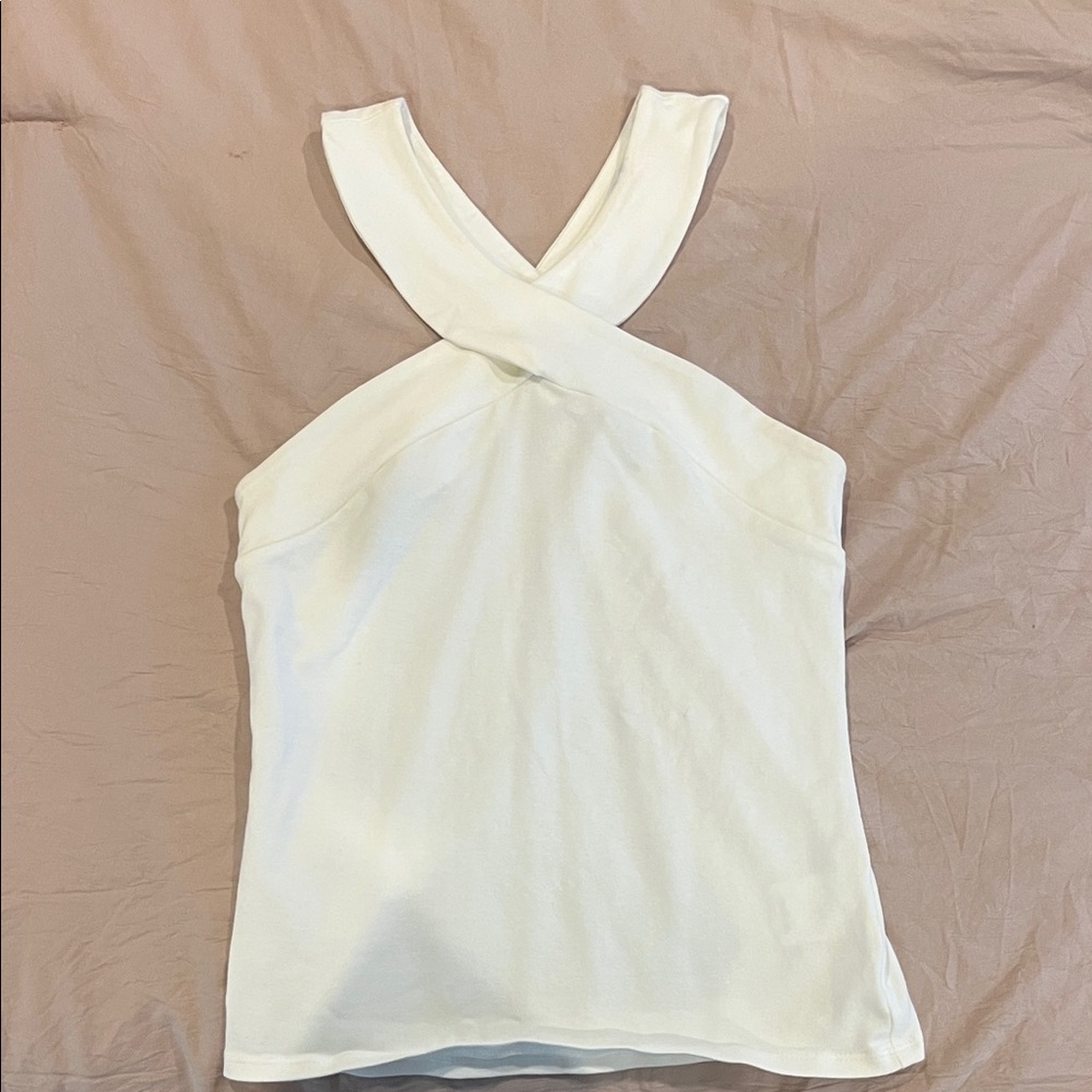 Express White Cross-Back Tank Top